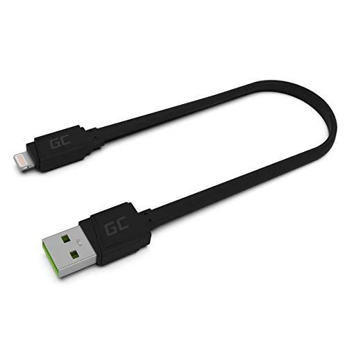 Žalias Cell GREENCELL KABGC02 GCmatte Lightning Plokščias kabelis 25 cm su greitu įkrovimu Apple 2.4A