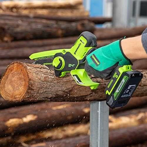 Grandininis pjūklas Greenworks G24MCS10; 24 V (be akumuliatoriaus ir pakrovėjo)