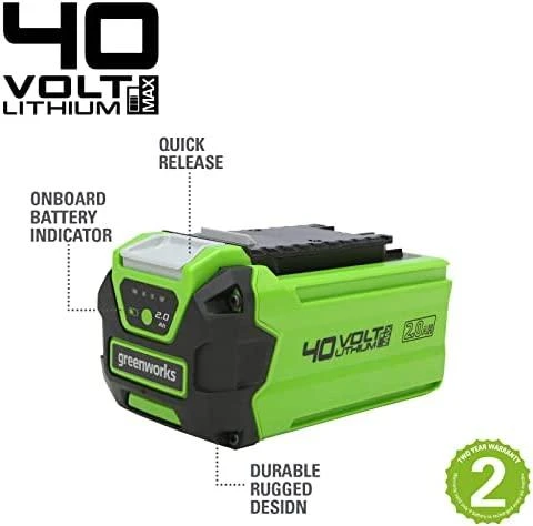 Greenworks 40V 2.0Ah akumuliatorius su techninėmis nuorodomis
