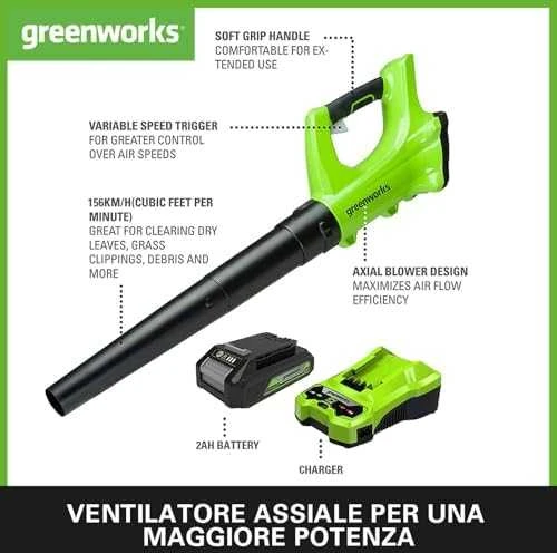 Akumuliatorinis lapų pūstuvas Greenworks G24ABK2; 24 V; 1x2,0 Ah akum.