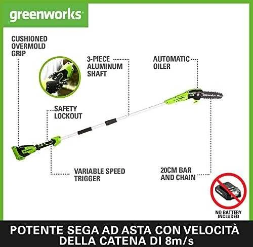Greenworks Grandininė aukštapjovė G40PSF 20 cm, 40V, be akumuliatoriaus ir kroviklio