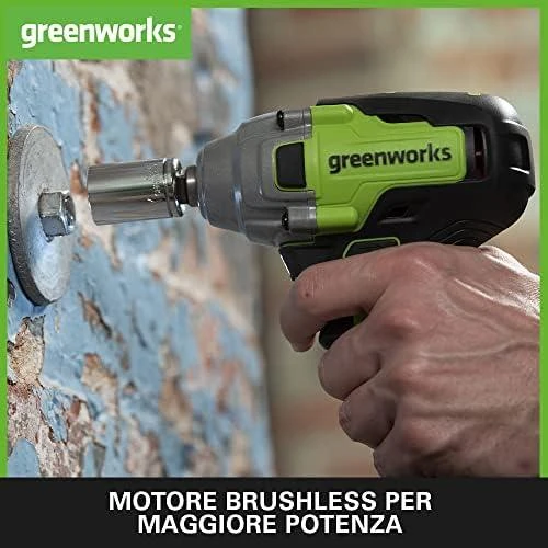 Smūginis veržliasukis Greenworks GD24IW400; 24 V (be akumuliatoriaus ir pakrovėjo)