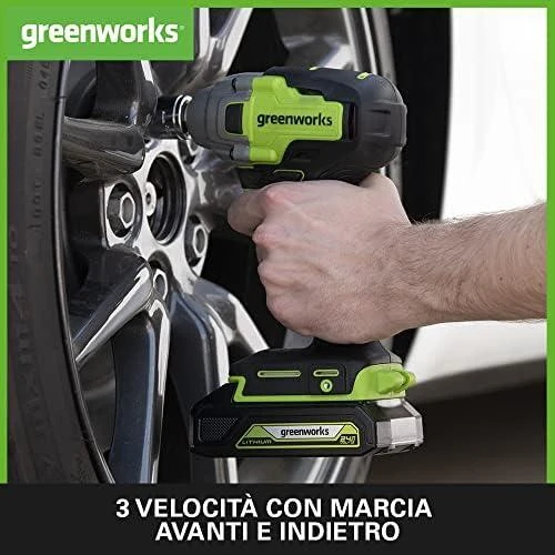 Smūginis veržliasukis Greenworks GD24IW400; 24 V (be akumuliatoriaus ir pakrovėjo)