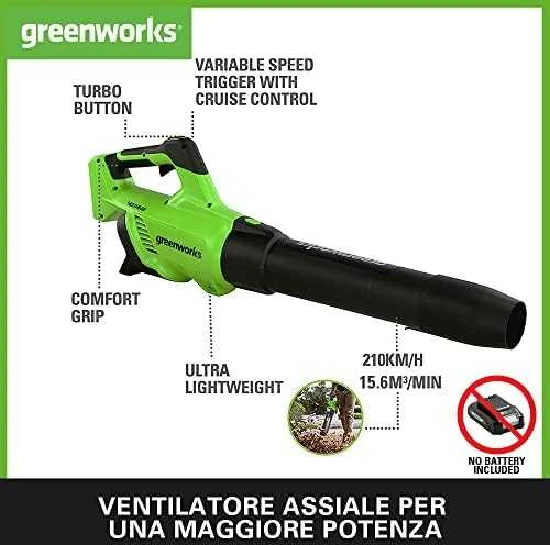 Akumuliatorinis lapų pūstuvas Greenworks GD40ABII; 40 V (be akumuliatoriaus ir pakrovėjo)