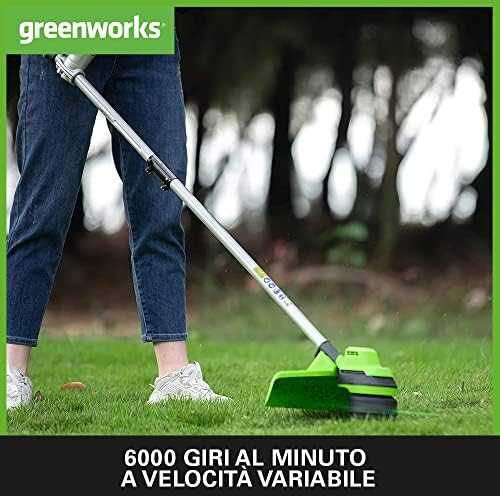 Greenworks akumuliatorinė krūmapjovė 48 V, 38 cm, su 2 x 24 V 4 Ah akumuliatoriais 2107807UD