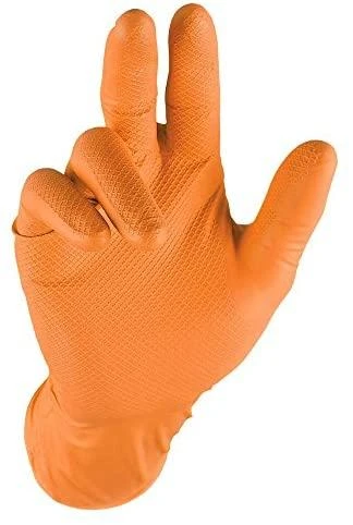 Vienkartinės nitrilinės pirštinės M-Safe Grippaz 246OR, 50 vnt dėžėje, 0,15mm storis, oranžinės, 10/XL