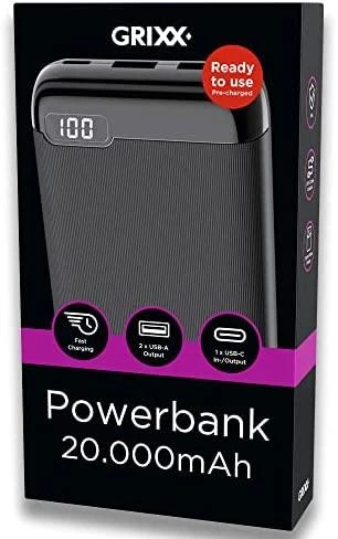 Grixx Powerbank 20000mAh maitinimo tieki