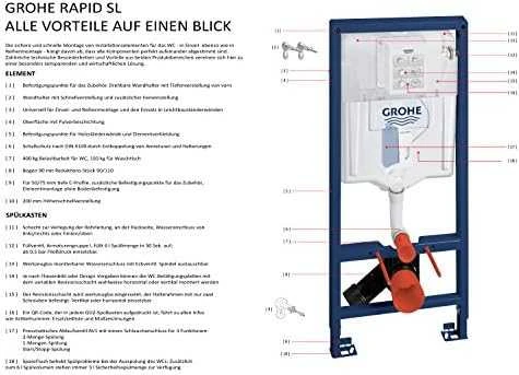 Grohe Rapid SL WC rėmas 6 l, 8 cm bakelis, 1,13 m