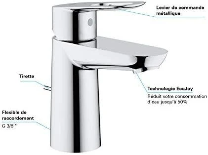 Grohe BauLoop S praustuvo maišytuvas su dugno vožtuvu (plastik), chromas