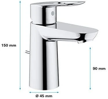 Grohe BauLoop S praustuvo maišytuvas su dugno vožtuvu (plastik), chromas