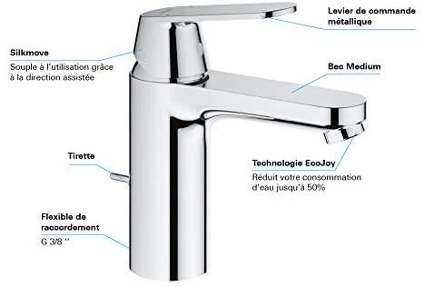 Praustuvo maišytuvas GROHE Eurosmart Cosmopolitan, Chromas, paaukštintas