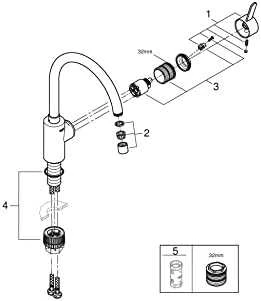 Grohe Eurosmart Cosmo virtuvinis maišytuvas, chromas