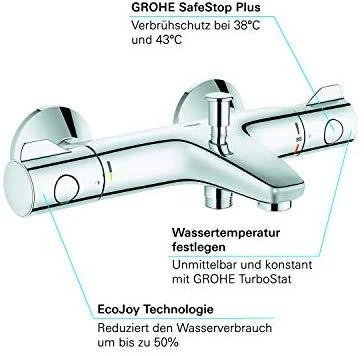 Grohe Grohtherm 800 termostatinis vonios maišytuvas, chromas