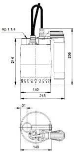 Grundfos Sūknis KP 150-AV-1 DN32 0.3kW 230V 50Hz 5m kabelis (spiediena)