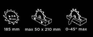 Skersinio pjovimo staklės Graphite 1400W 185mm (59G800)