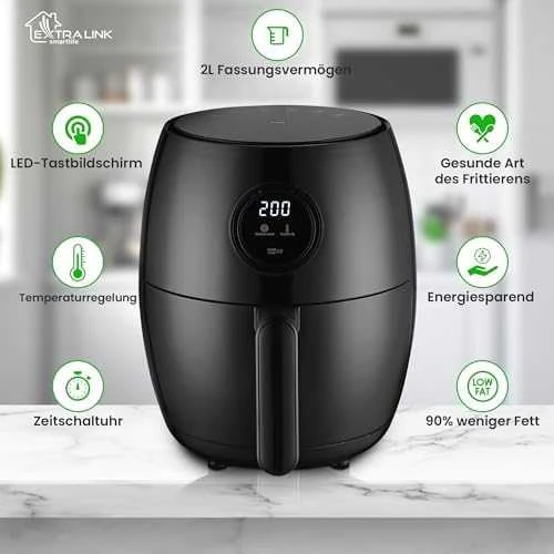 „Extralink“ namų oro gruzdintuvė SJ-200 2 l ES, oro gruzdintuvė, 1000 W