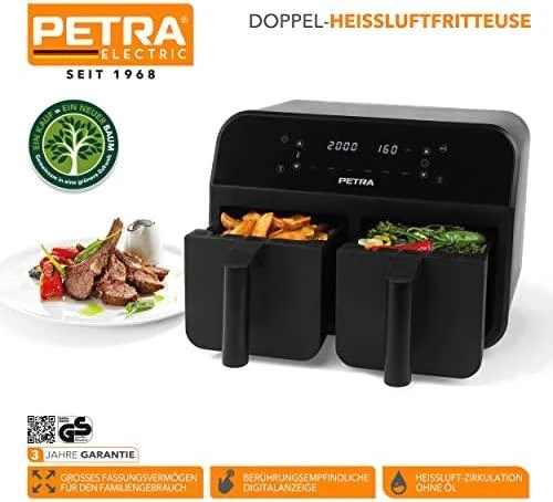 Gruzdintuvė Petra PT4750BLKVDEEU7 Dual Air Juodas 3,7L