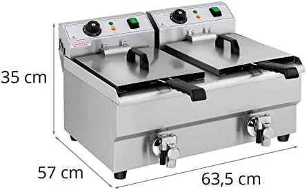 Royal Catering Elektrinė maitinimo dviguba gruzdintuvė su čiaupu 230 V 2 x 3000W 2 x 10 L