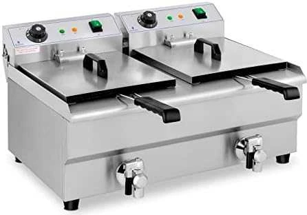 Royal Catering Elektrinė maitinimo dviguba gruzdintuvė su čiaupu 230 V 2 x 3200W 2 x 13 L