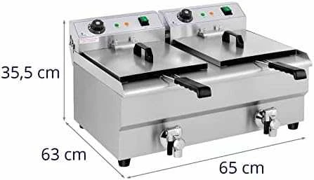 Royal Catering Elektrinė maitinimo dviguba gruzdintuvė su čiaupu 230 V 2 x 3200W 2 x 13 L