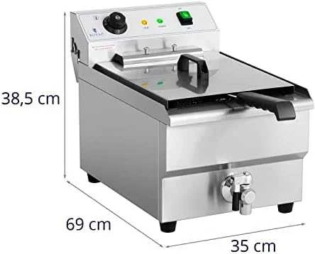 Royal Catering Reguliuojama elektrinė gruzdintuvė su išleidimo čiaupu 400 V 6000 W 16 l