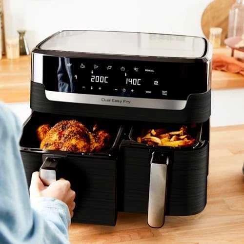Gruzdintuvė TEFAL Dual Easy Fry Essential Airfryer | EY901N | Galia 2700 W | Talpa 8,3 L | Juodas