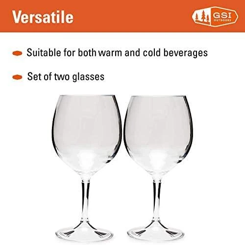 Kelioninių raudono vyno taurių rinkinys GSI Outdoors Nesting Raudona Wine Glass Set