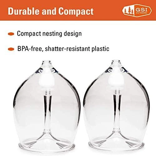 Kelioninių raudono vyno taurių rinkinys GSI Outdoors Nesting Raudona Wine Glass Set