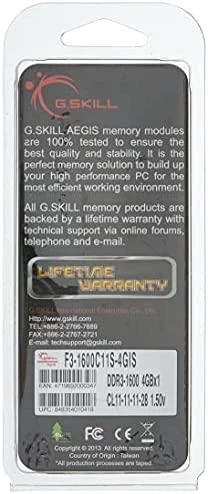 RAM G.Skill | Aegis | 4 GB | DDR3 | 1600 MHz | Kompiuteriai/serveriai | Registracijos Nr. | ECC Nr.