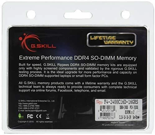 Nešiojamo kompiuterio atmintis G.SKILL DDR4 RIPJAWS 2x8GB 2400MHz CL16