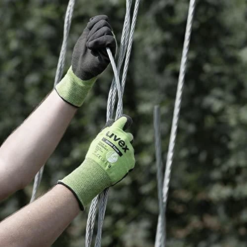 Pirštinės Uvex D500 Foam, D lygio atsparumas pjūviams, Dyneema Diamond, plienas, poliamidas. HPE delno padengimas. Dydis 9