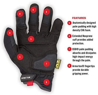 Mechanix Wear Pirštinės Mechanix M-Pact® 2 Juodos XL dydis. Velcro, TrekDry®, dirbtinė oda, delno, krumplių, pirštų apsauga, D30® apsauga nuo vibracijos