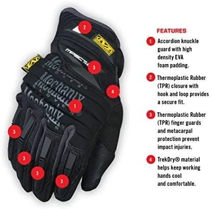 Mechanix Wear Pirštinės Mechanix M-Pact® 2 Juodos XL dydis. Velcro, TrekDry®, dirbtinė oda, delno, krumplių, pirštų apsauga, D30® apsauga nuo vibracijos