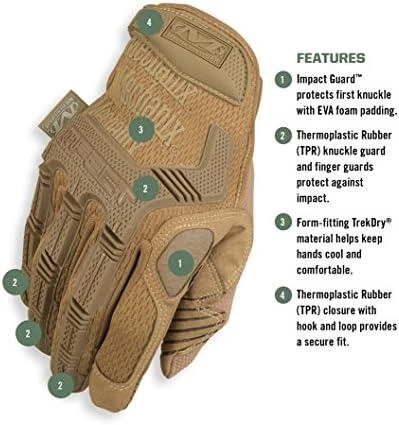 Mechanix Wear Pirštinės Mechanix M-Pact® Coyote XXL dydis. Velcro, TrekDry®, dirbtinė oda, delno, krumplių, Armortex®, pirštų apsauga, D30® apsauga nuo vibracijosvibracijos