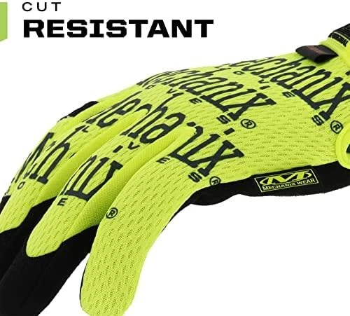 Mechanix Wear Pjūviams atsparios (5/D lygis delno srityje) apsauginės pirštinės Mechanix The Original® CR5 geltonos L dydis. Velcro, dirbtinė oda, TrekDry®, ryškios