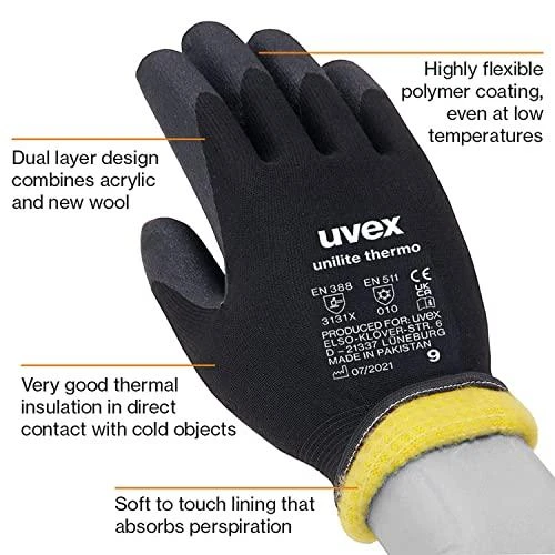 Žieminės pirštinės Uvex Unilite Thermo Plus, 9 dydis