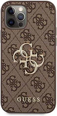 Dėklas Guess GUHCP12M4GMGBR skirtas Apple iPhone 12/12 Pro 6.1", rudas