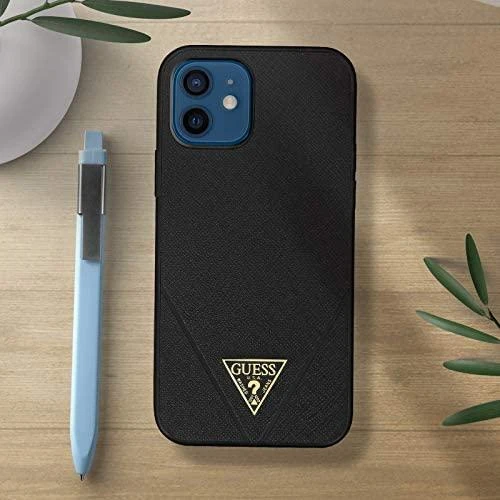 Telefono dėklas Guess GUHCP12MVSATMLBK Saffiano V Stitch Apple iPhone 12 / 12 Pro, juodas