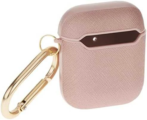 Dėklas GUESS GUA2SASMP AIRPODS 1/2 COVER Rožinis/Rožinis SAFFIANO SCRIPT METAL COLLECTION