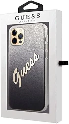 Dėklas GUESS GLITTER GRADIENT SCRIPT IPHONE 12 PRO MAX Juodas