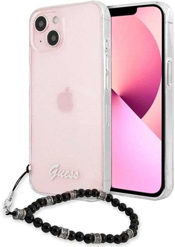 Guess GUHCP13MKPSBK Apple iPhone 13 / 14 /15 6,1″ skaidrus kietas dėklas juodos spalvos Pearl