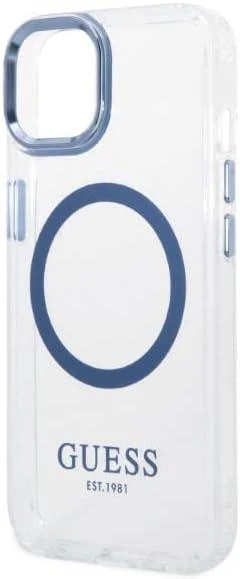 Guess GUHMP13MSAPSTK Apple iPhone 13 / 14 / 15 6.1″ juodos spalvos kietas dėklas Peony Logo Plate MagSafe