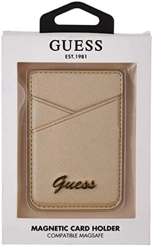 Guess Piniginės kortelės lizdas GUWMSSASLGO MagSafe Saffiano zoty/auksinis