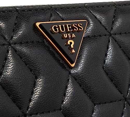 Guess, Elenia, Tekstilinė Piniginė, SLG Didelis Užtrauktukas, Juodas, Moterims