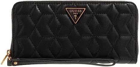 Guess, Elenia, Tekstilinė Piniginė, SLG Didelis Užtrauktukas, Juodas, Moterims