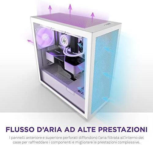 NZXT PC dėklas H7 Flow RGB midi bokštas baltas