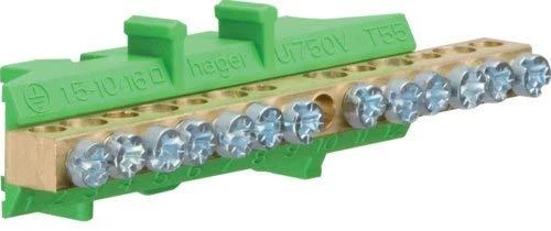 Hager jungties juostelė 13 skylių žalia 6 x 16mm2 7 x 10mm2 (KM13E)
