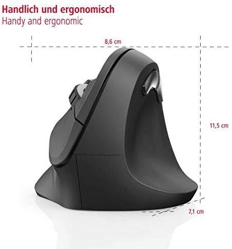 Belaidė pelė su 6 mygtukais  HAMA Vertical Ergonomic EMW-500, juoda