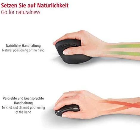Belaidė pelė su 6 mygtukais  HAMA Vertical Ergonomic EMW-500, juoda