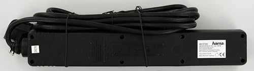 Prailginamasis laidas Hama 6 krypčių, jungiklis, 3 m, juodas